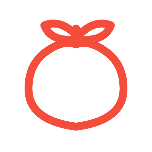 A minimalist red outline icon of a yuzu fruit on a solid white background.
